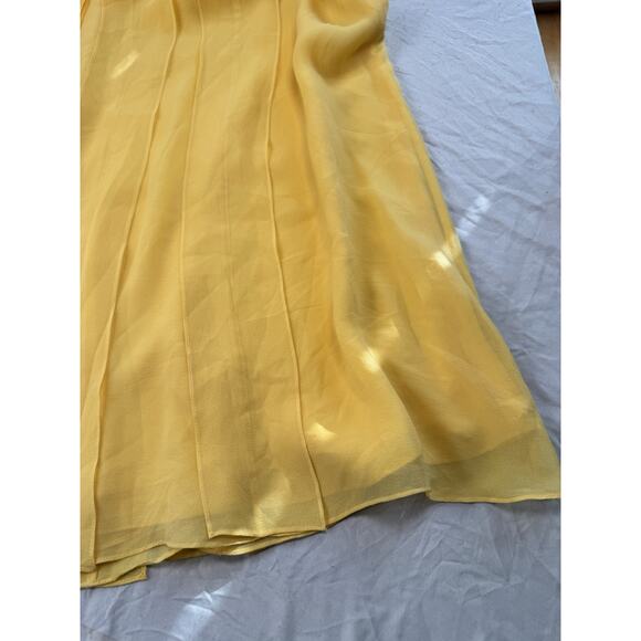 TALBOTS Vintage 100% Pure Silk Sleeveless Pleated Dress Yellow Size 10  - Picture 11 of 16